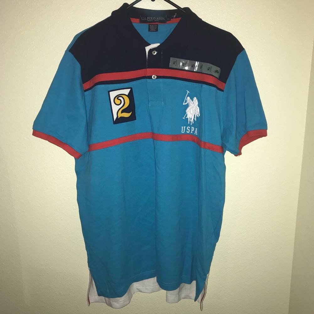 Mens U. S. POLO Assn. Turquoise Shirt Slim Fit